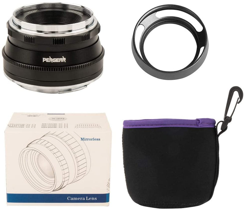 Pergear 25mm F1.8 Manual Focus Prime Fixed Lens for Fujifilm/Sony