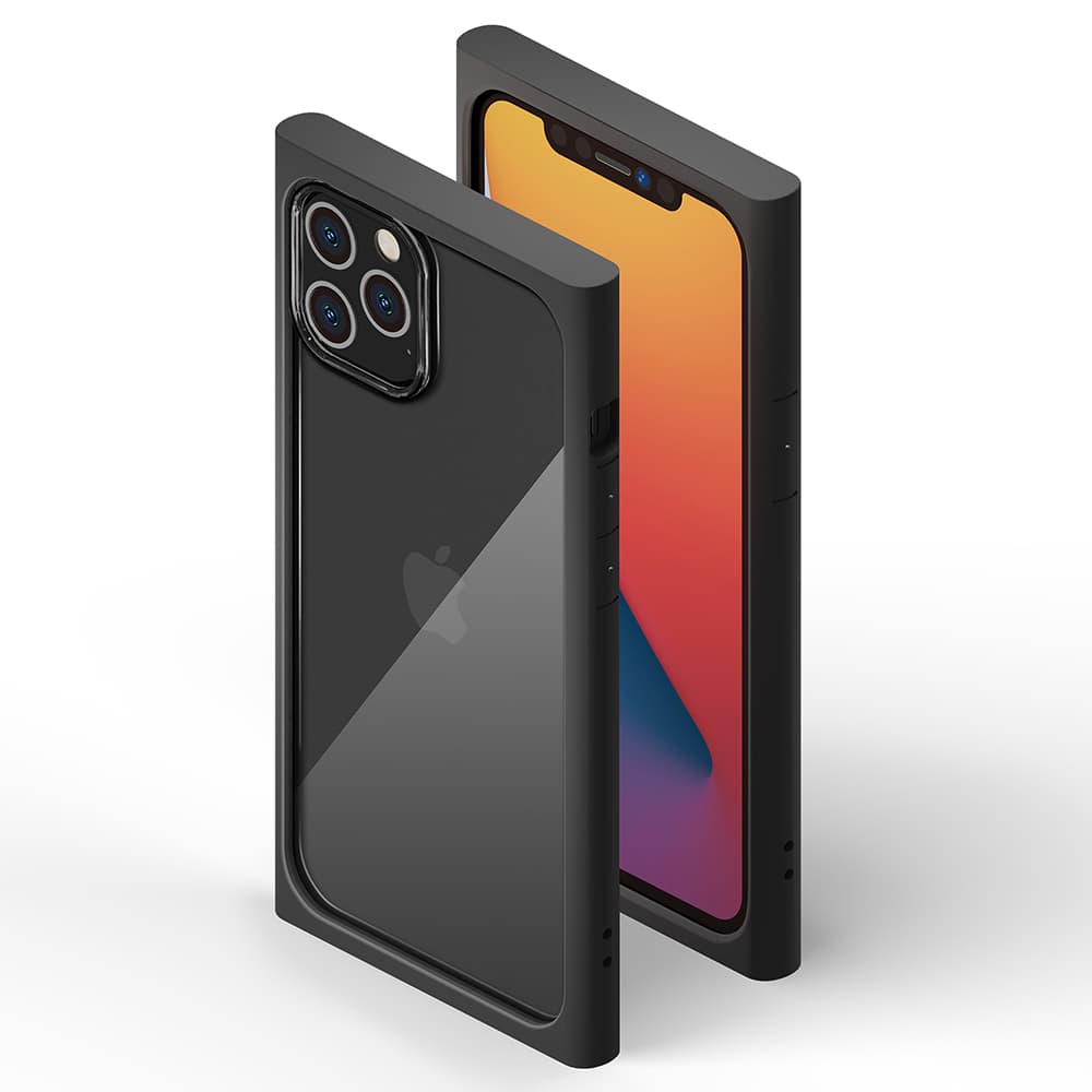 iPhone 12 Pro Max用 ガラスタフケース スクエアタイプ ブラック｜株式