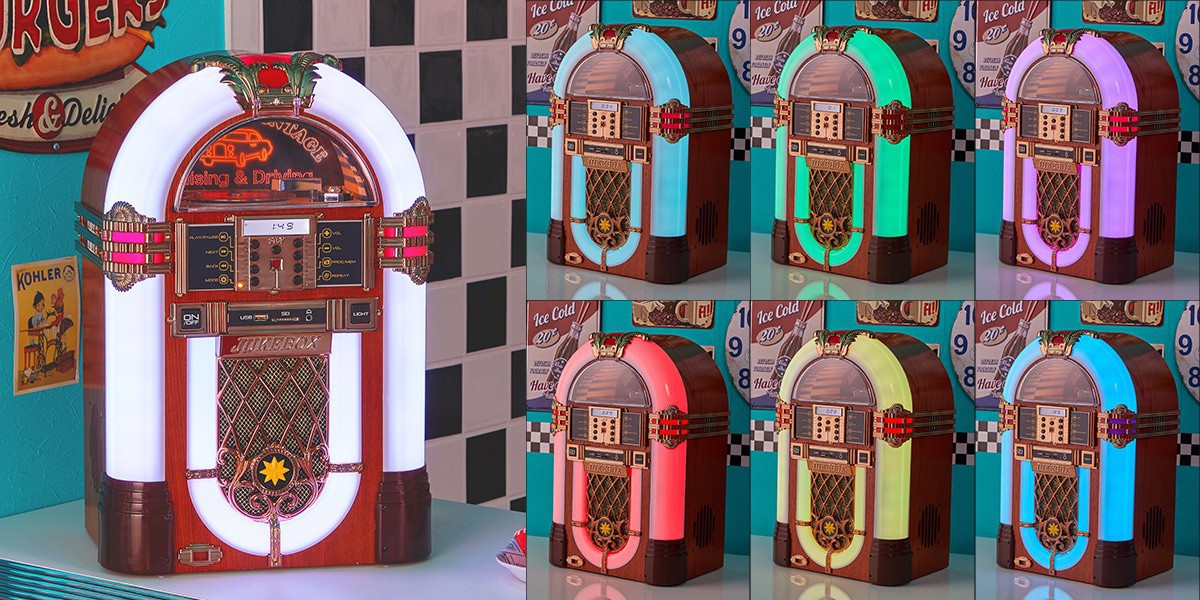 レトロな“ジュークボックス型”CDプレーヤー。アメリカン