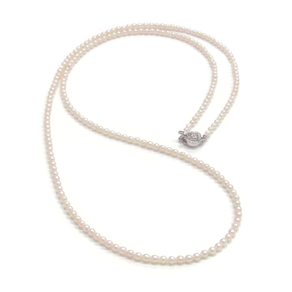 アコヤ真珠 ベビーパールロングネックレス 3-3.5mm 80cm セミラウンド