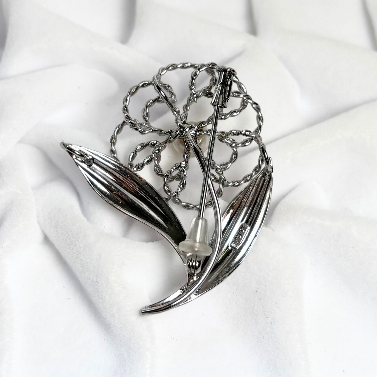 アコヤ真珠 パールブローチ 6-6.5mm ホワイト シルバー製 SV925 花 銀