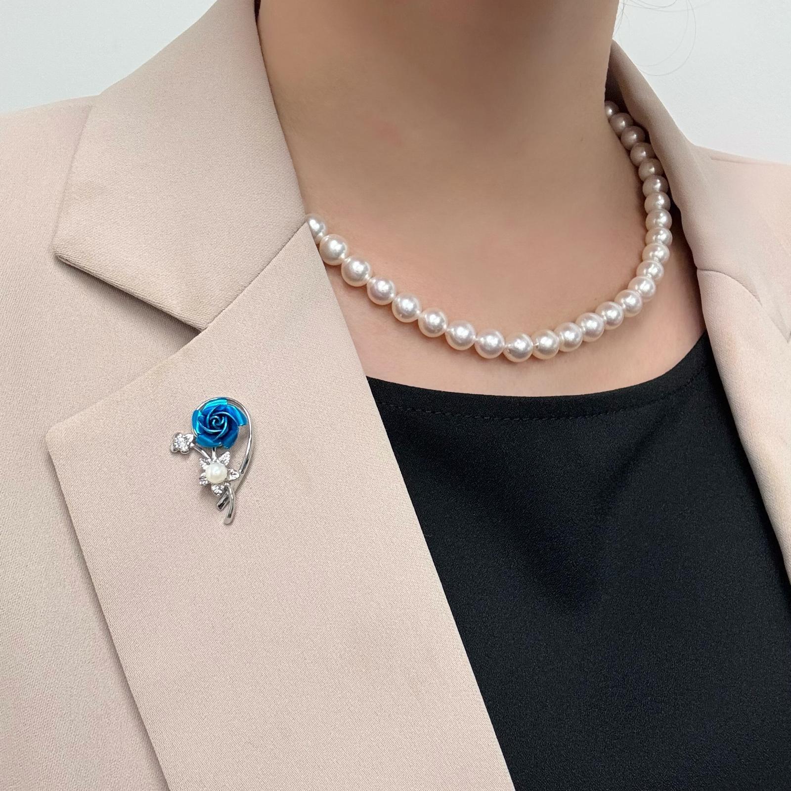 パールブローチ 薔薇 アコヤ本真珠 ベビーパール ピンブローチ