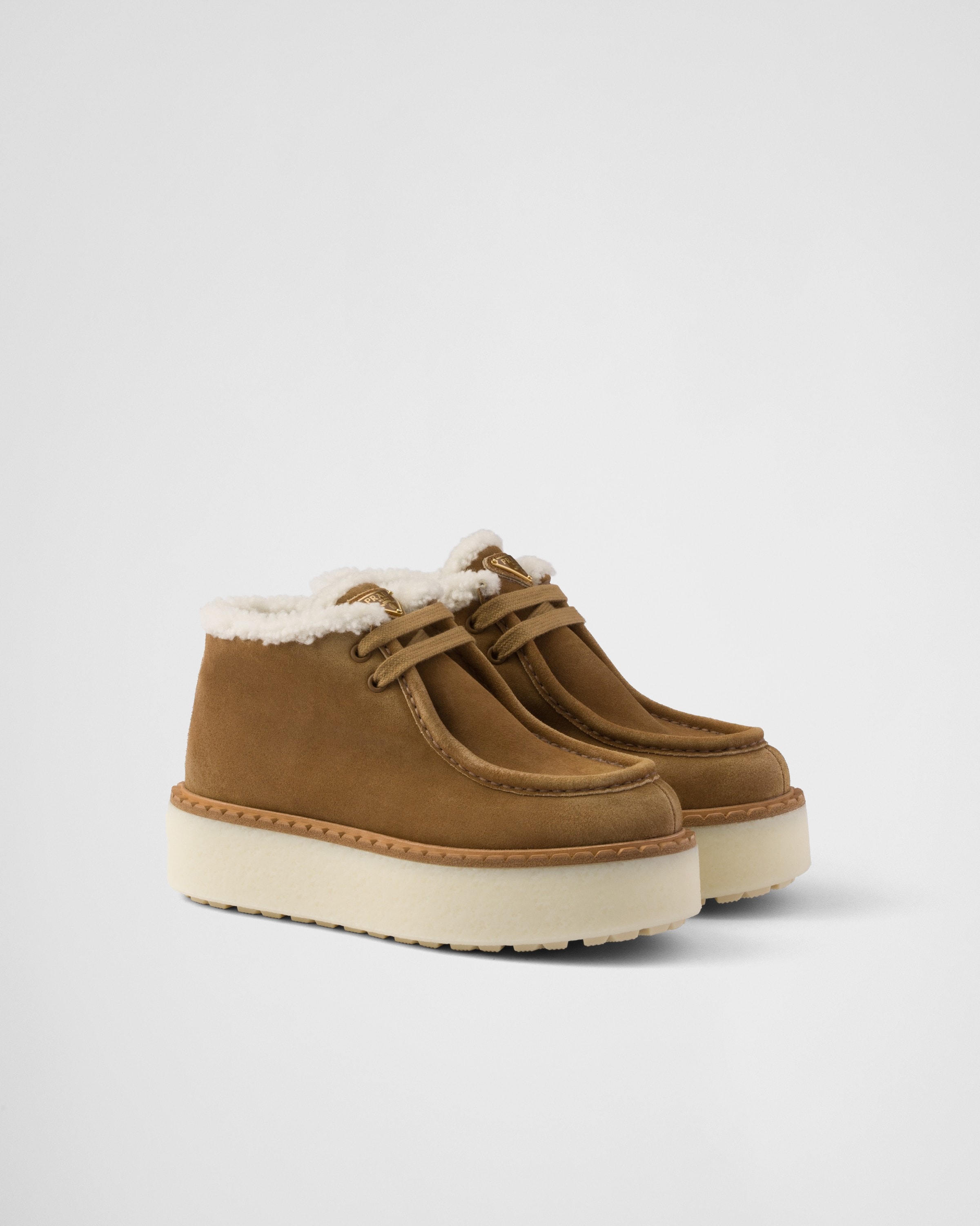 Cinnamon Suede Chukka Boots | PRADA