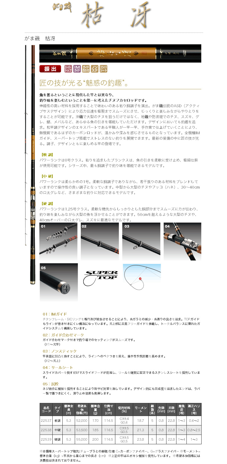 磯/磯釣り/ロッド/がま磯(上物) 枯冴(かれさえ)