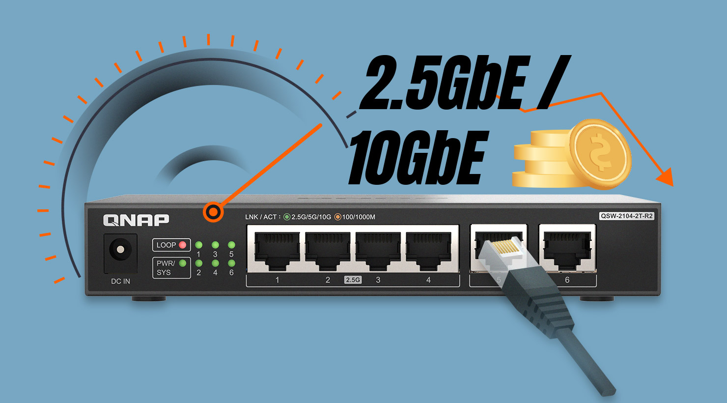 QSW-2104-2T-R2 | 4-port 2.5GbE and 2-port 10GbE Multi-Gig