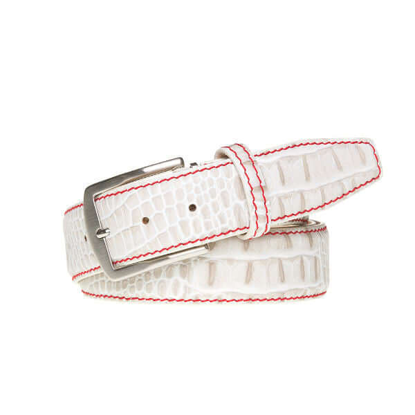 Snow Mock Croc Leather Belt | Mens Leather Goods | Roger Ximenez
