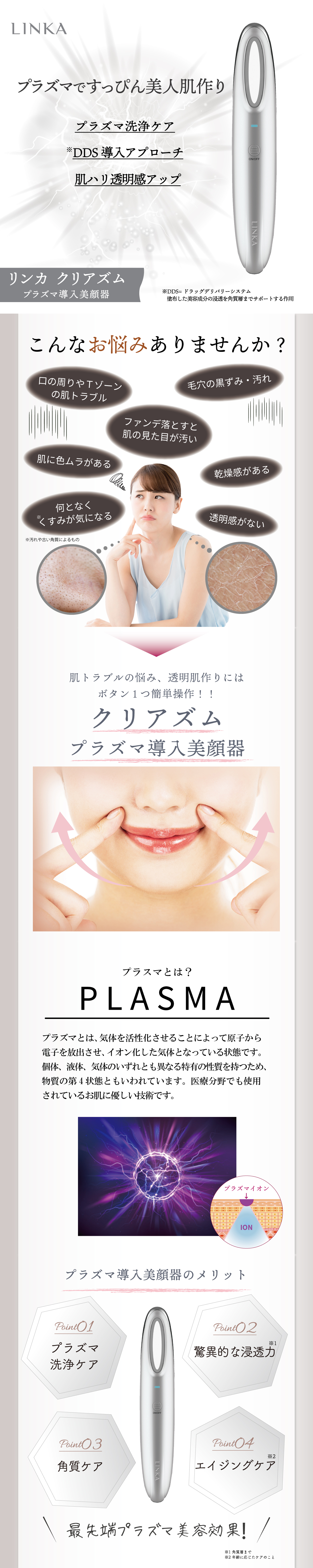 楽天市場】プラズマ導入美顔器 LINKA リンカ クリアズム 美顔器 毛穴
