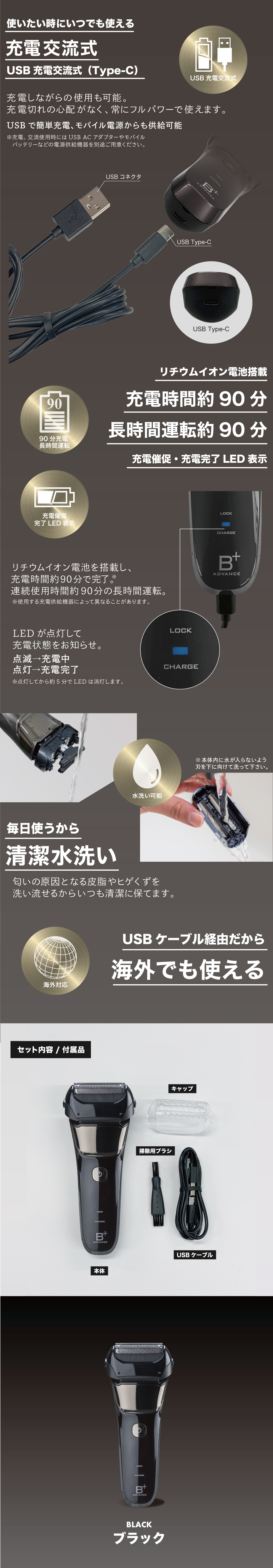 楽天市場】＼首振りヘッドで深剃り／シェーバー メンズ 3枚刃 往復式