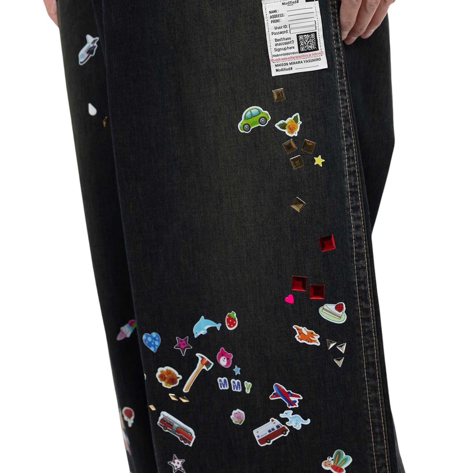 MAISON MIHARA YASUHIRO]Sticker Prints Denim Baker Pants/INDIGO