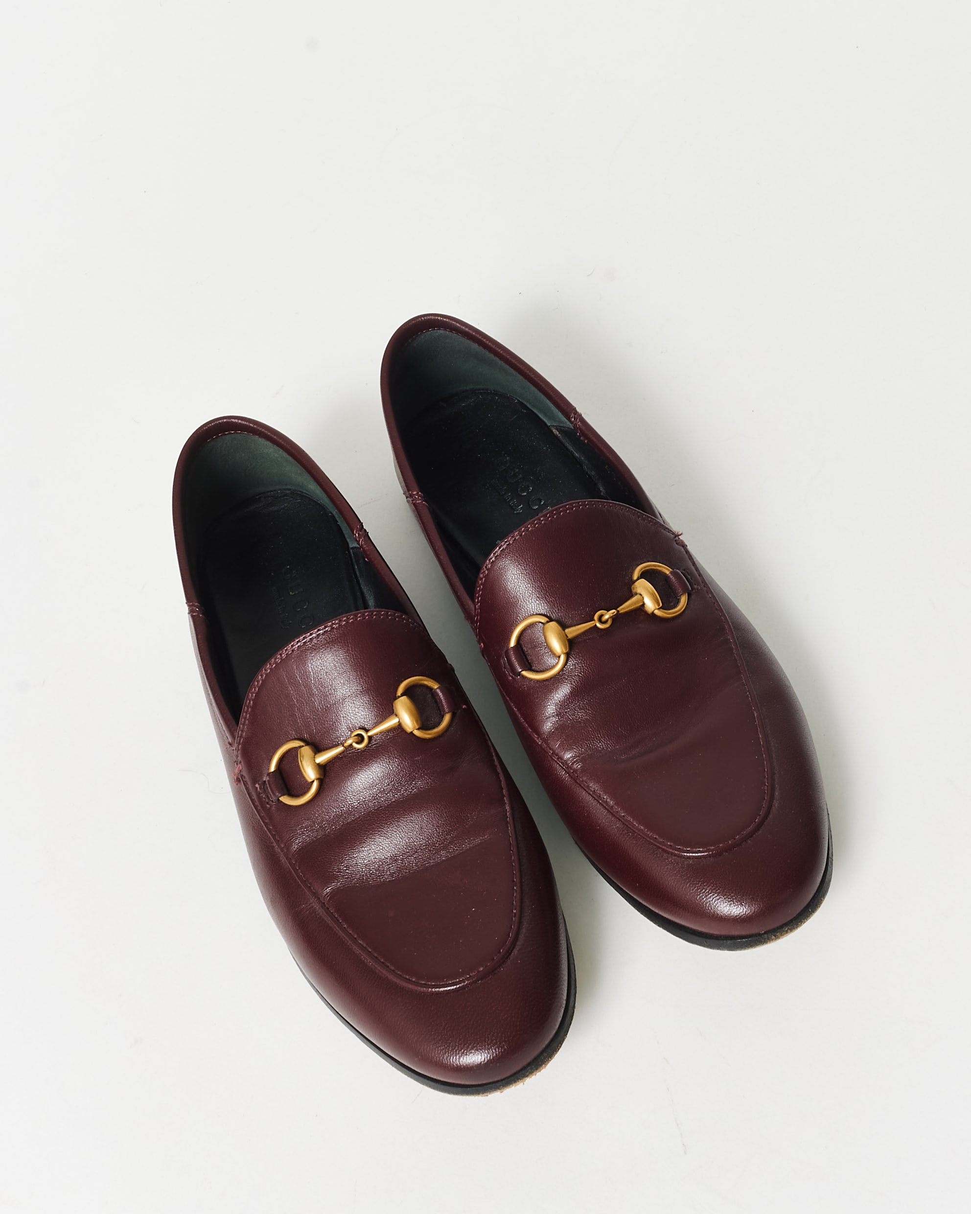 Buy Gucci Burgundy Leather Jordaan Loafer - 36 - Authenticated Pre