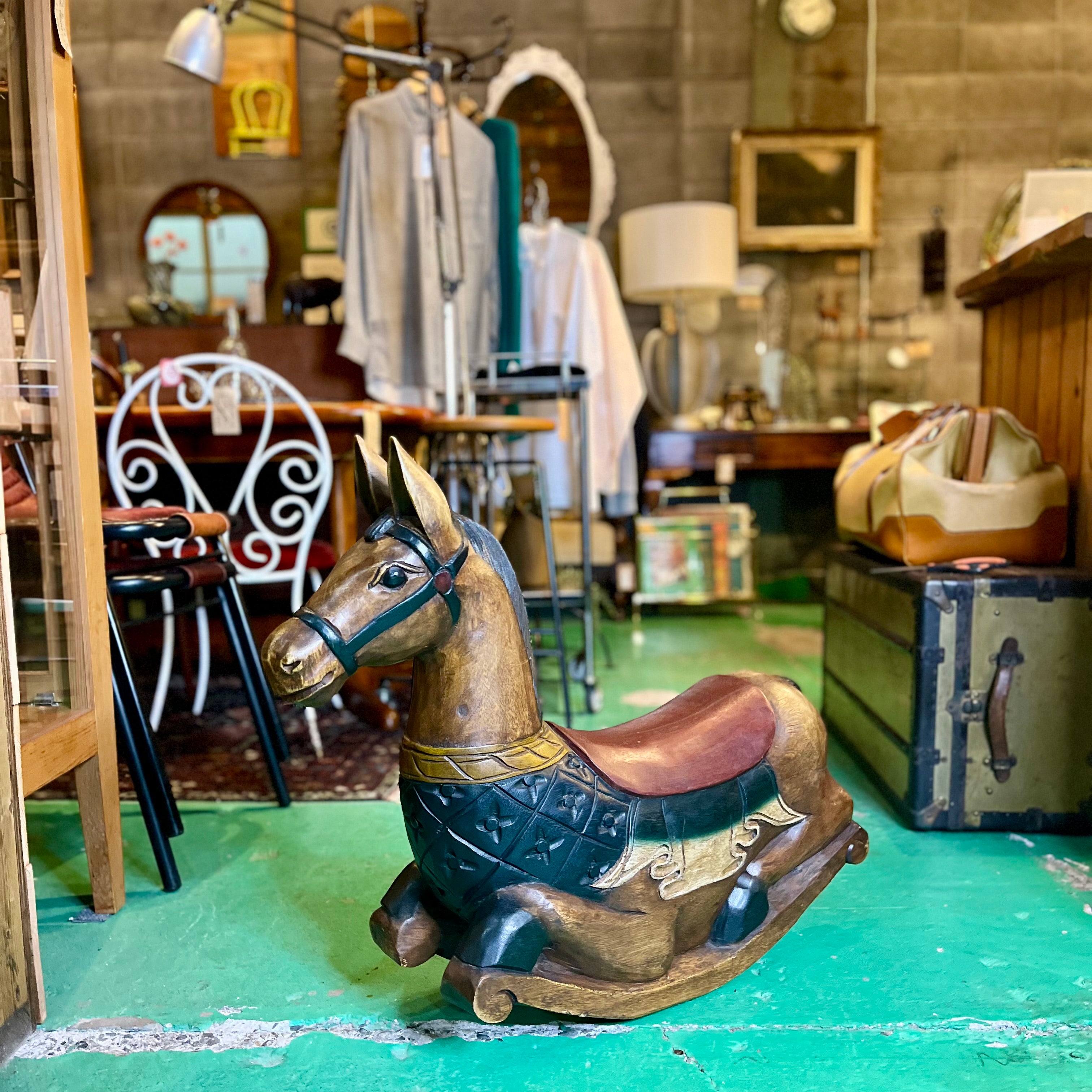 ウッドロッキングホース 木馬 遊具 ヴィンテージ 中古 ディスプレイ