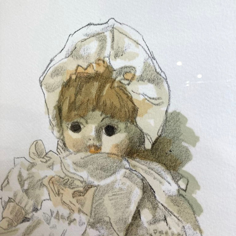 小磯良平 「フランス人形」 リトグラフ 22/150 中古 直筆サイン 絵画