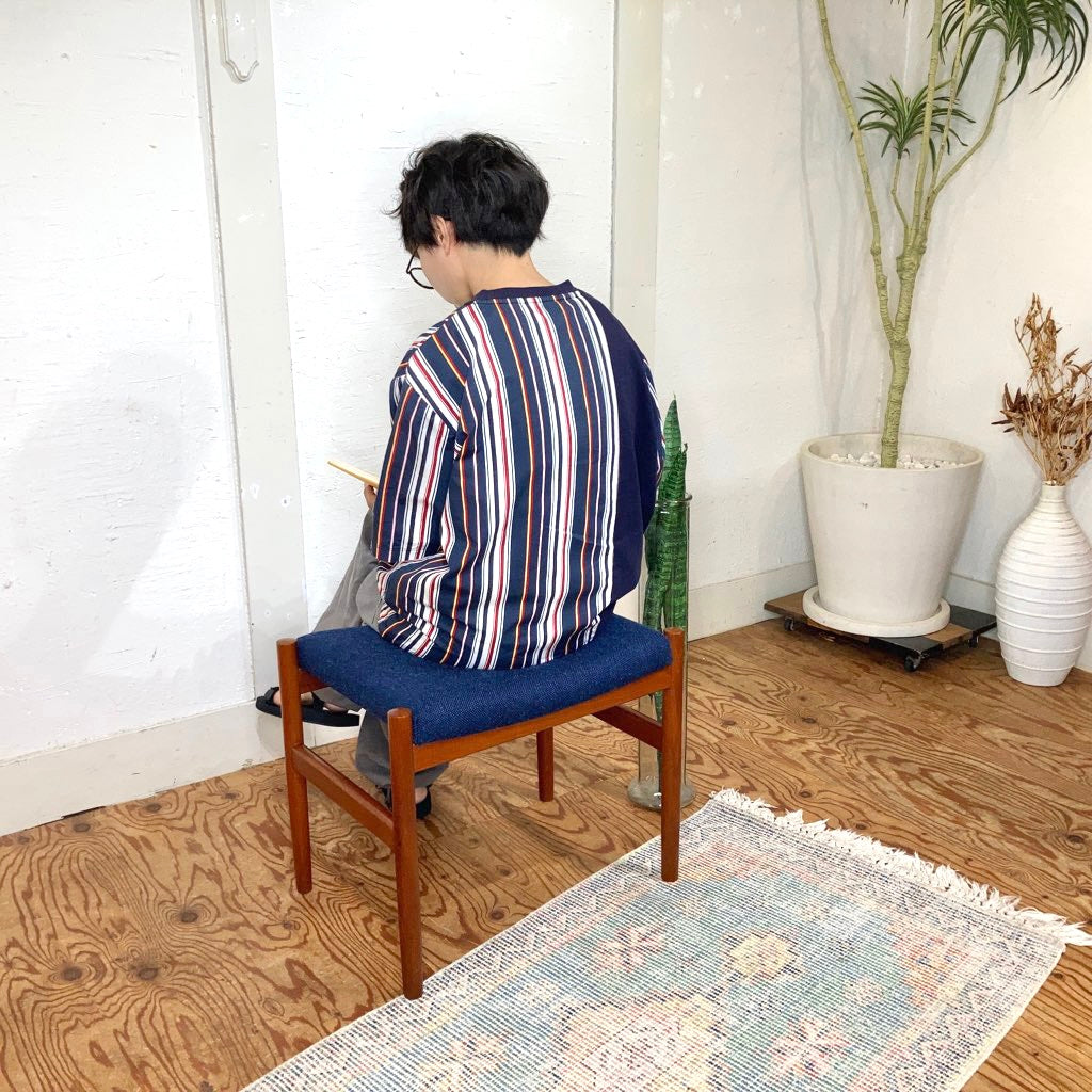 青いフットスツール レトロ風 ヴィンテージ風 かわいい 222-1497-006