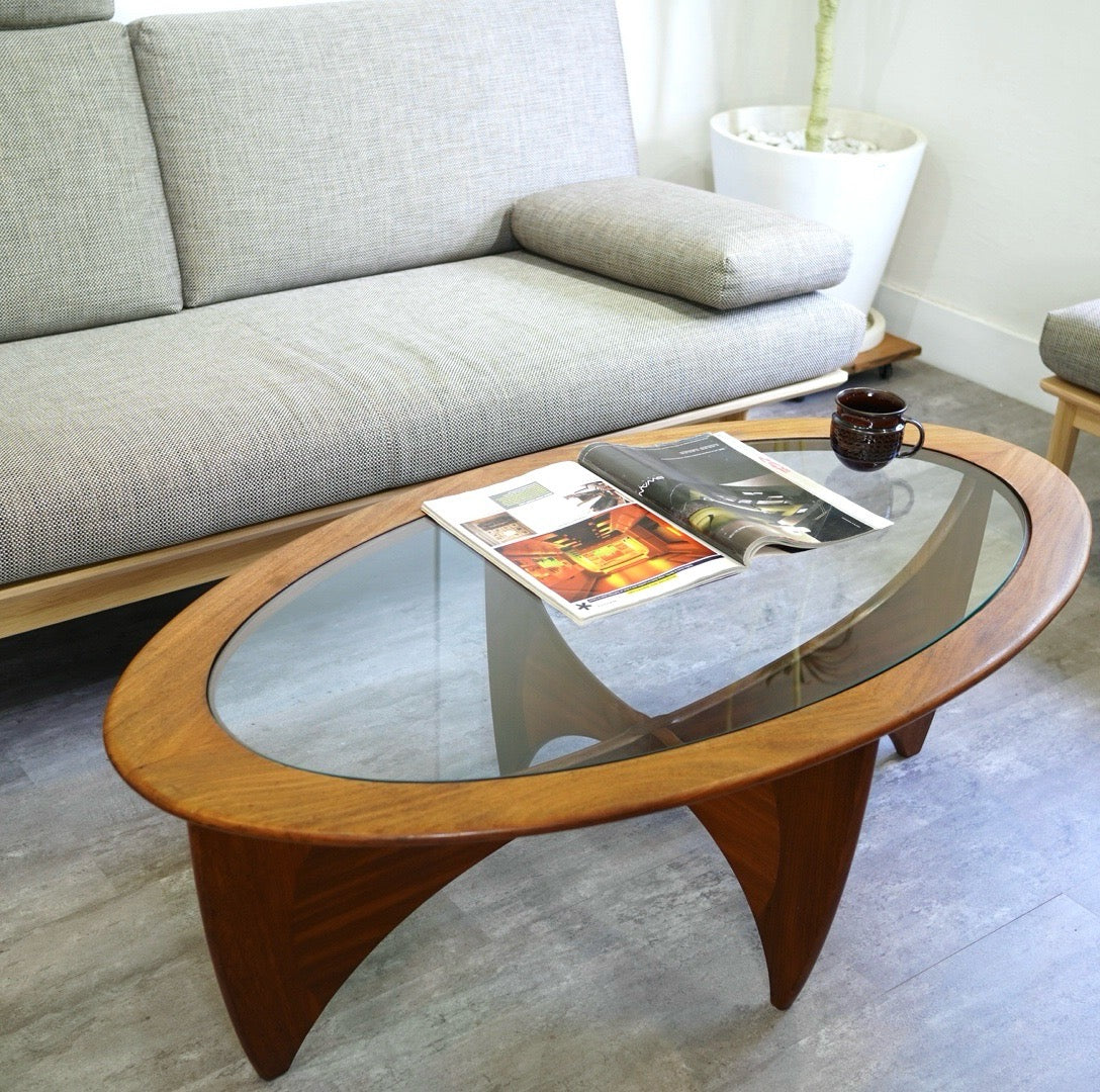 G-PLAN】 ガラスコーヒーテーブル オーバル イギリス家具 G-PLAN