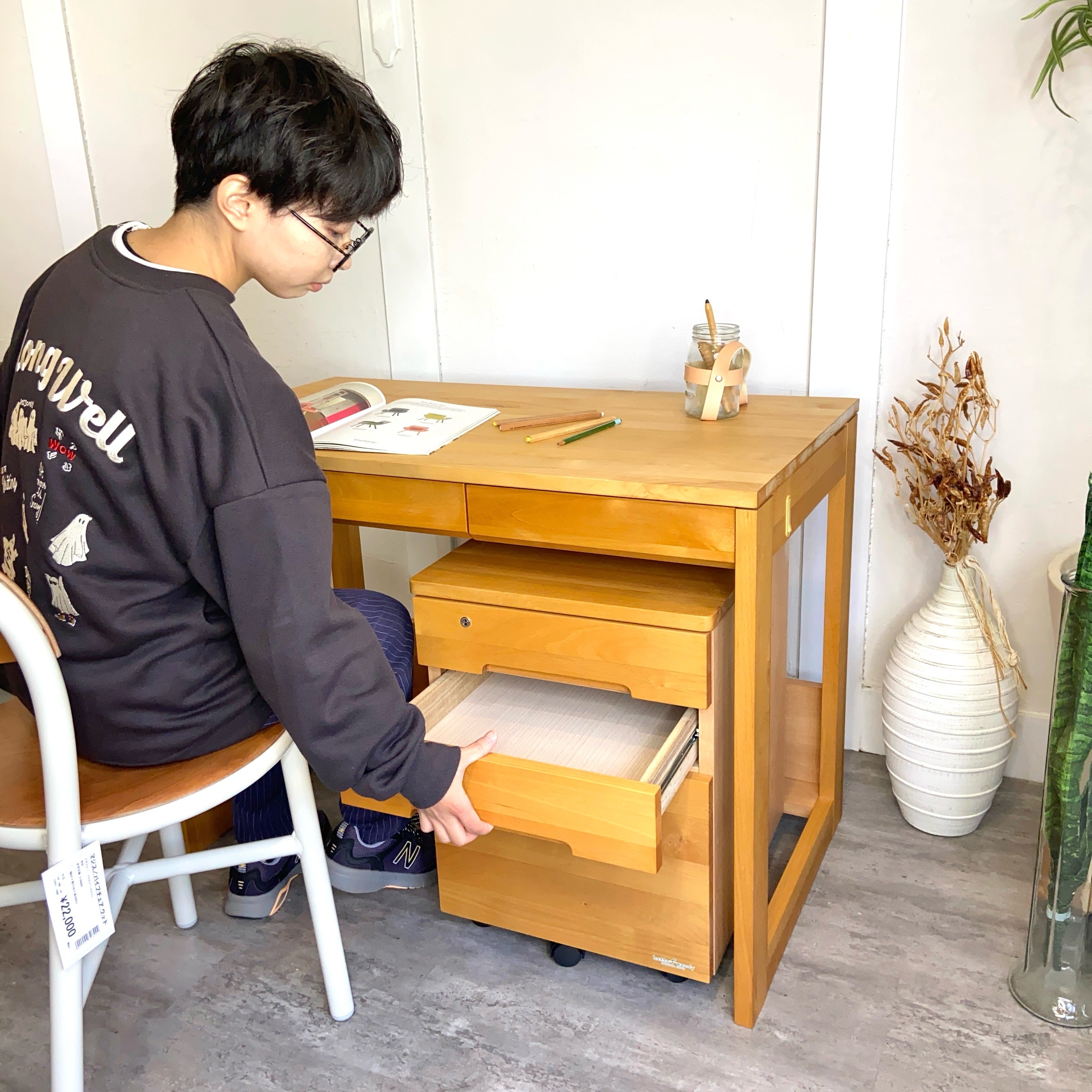 堀田木工 hotta woody デスク ワゴン 2点セット 勉強机 中古 子供