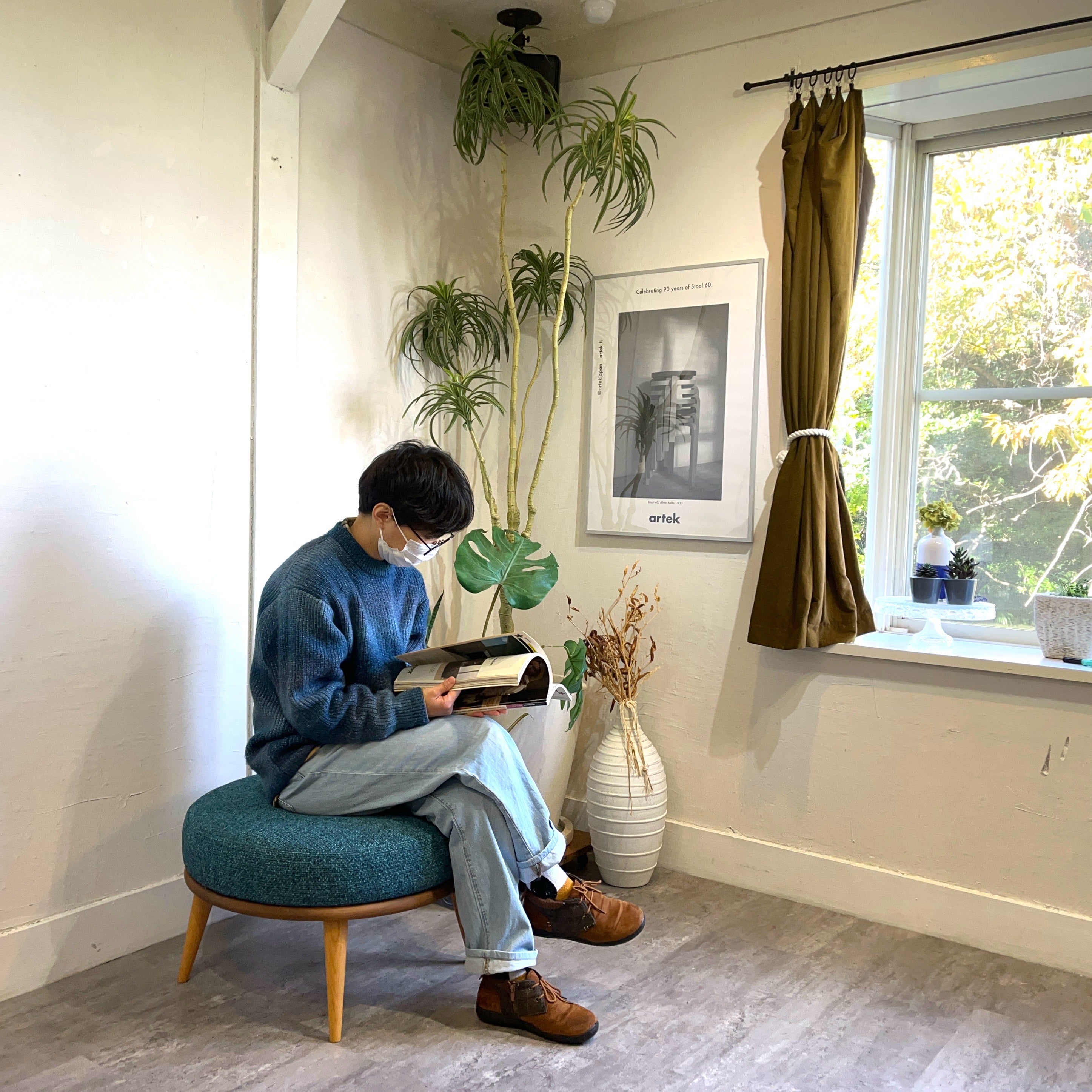 柏木工 / KASHIWA シビル / CIVIL スツール オットマン 中古 ブルー