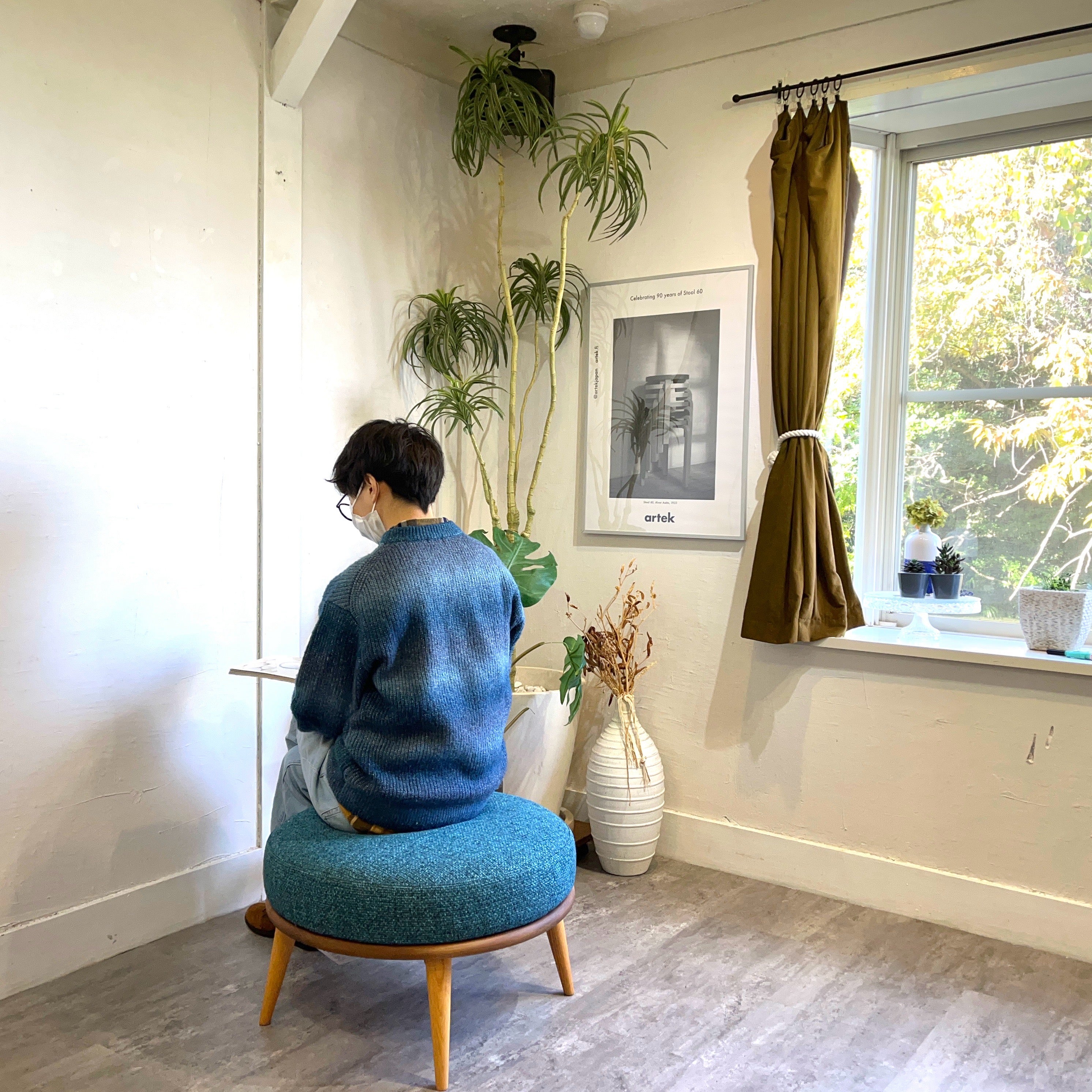 柏木工 / KASHIWA シビル / CIVIL スツール オットマン 中古 ブルー