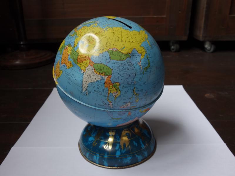 ブリキの貯金箱、地球儀 LCM 4129