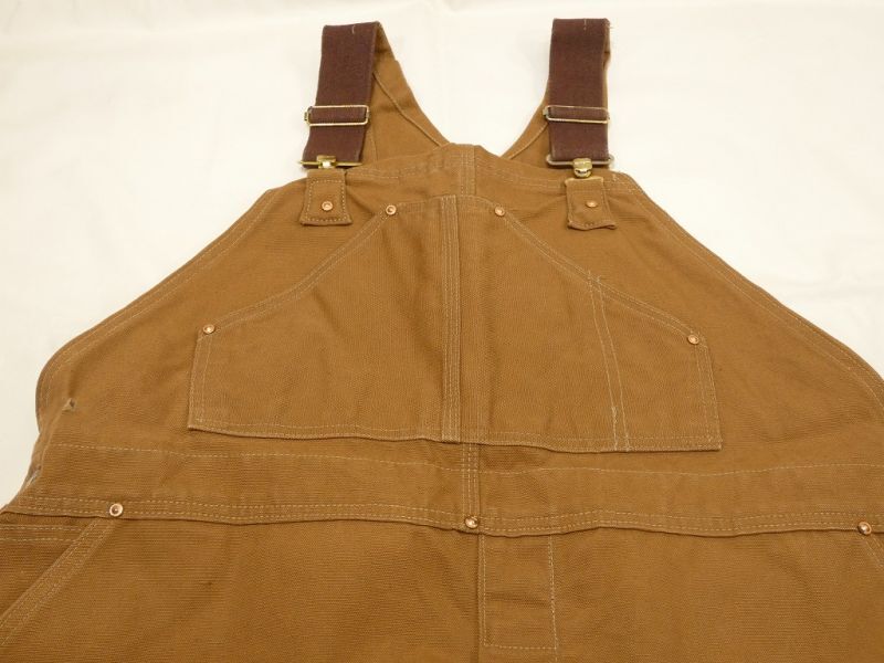 70s Carhartt DOUBLE KNEE BROWN DUCK OVERALL 46×30 DEAD STOCK ONE
