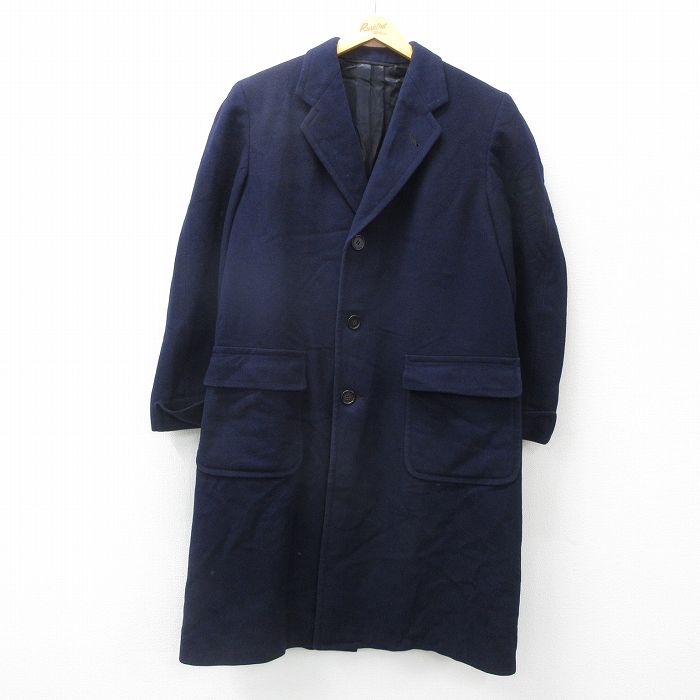 古着通販 L☆古着 長袖 ビンテージ ウール コート メンズ 70年代 70s