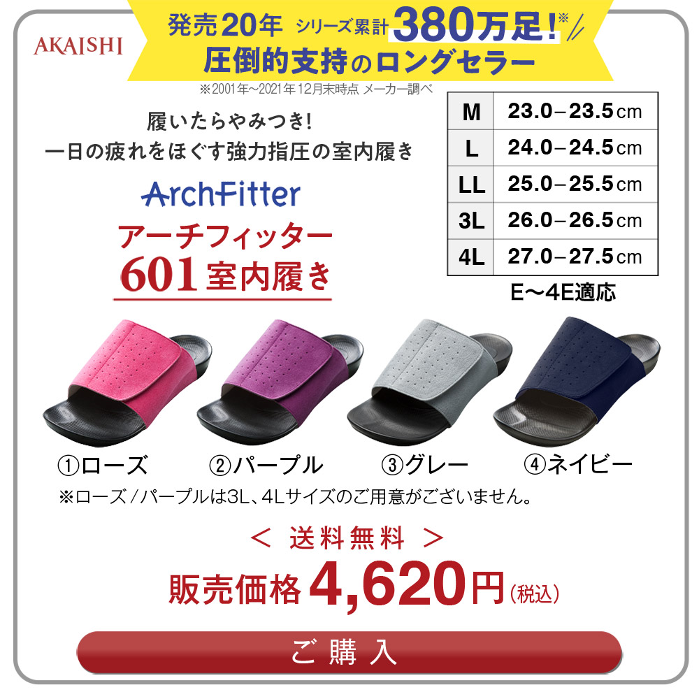 アーチフィッター 601 室内履き やみつき続出の室内履き！強めの足裏