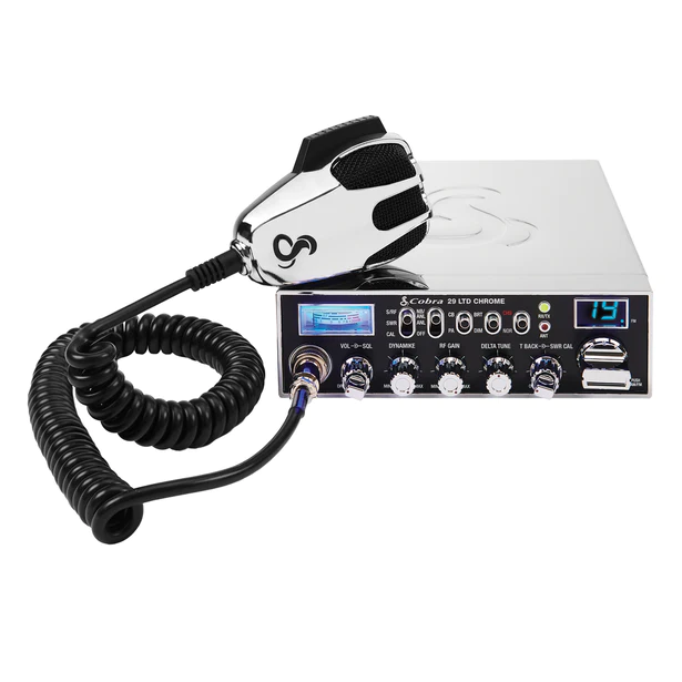 C29LTDFMC-T - Cobra® Classic Chrome CB Radio with FM Mode (Peaked