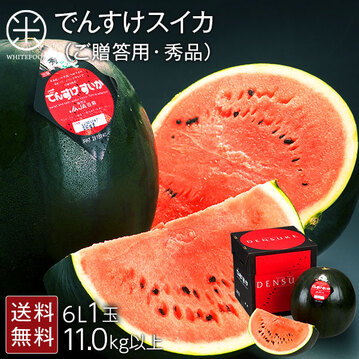 秀品】スイカ ジャンボでんすけすいか 北海道 当麻産 6L 11kg以上×1玉