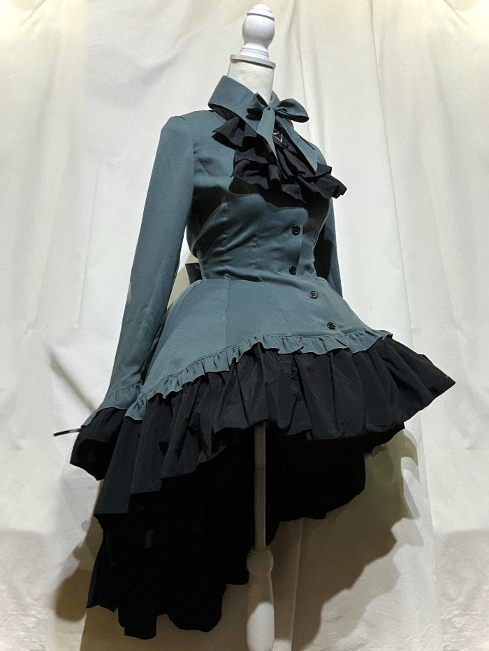 ゴシック調ダイヤカットタイ付きブラウス型ワンピース | MARBLE