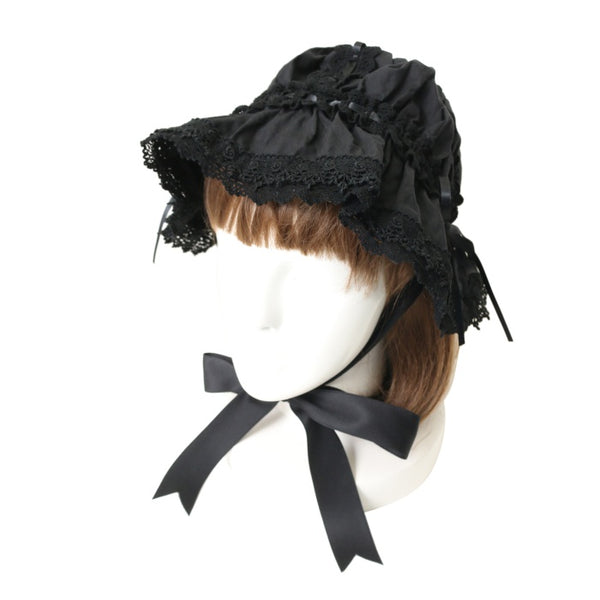 黒いフリルデザインのカジュアルハットワンダフルワールドピコフリル