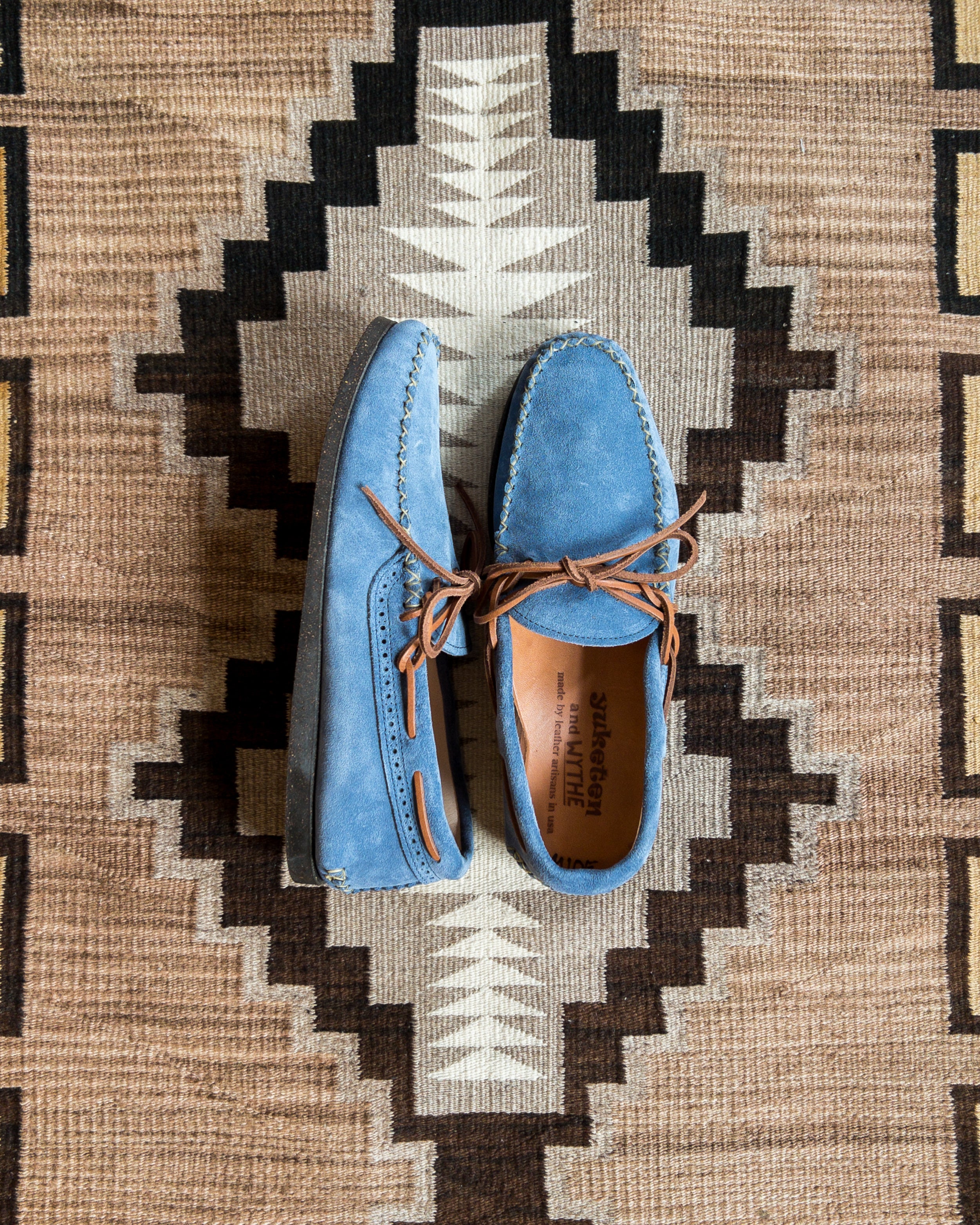 Wythe x Yuketen Handmade Suede Canoe Mocs - Ox Blue
