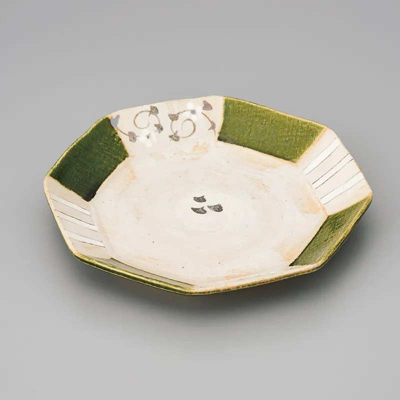 志野織部 八角盛皿 唐草絵(和風変形皿(中サイズ))|食器通販の陶磁庵