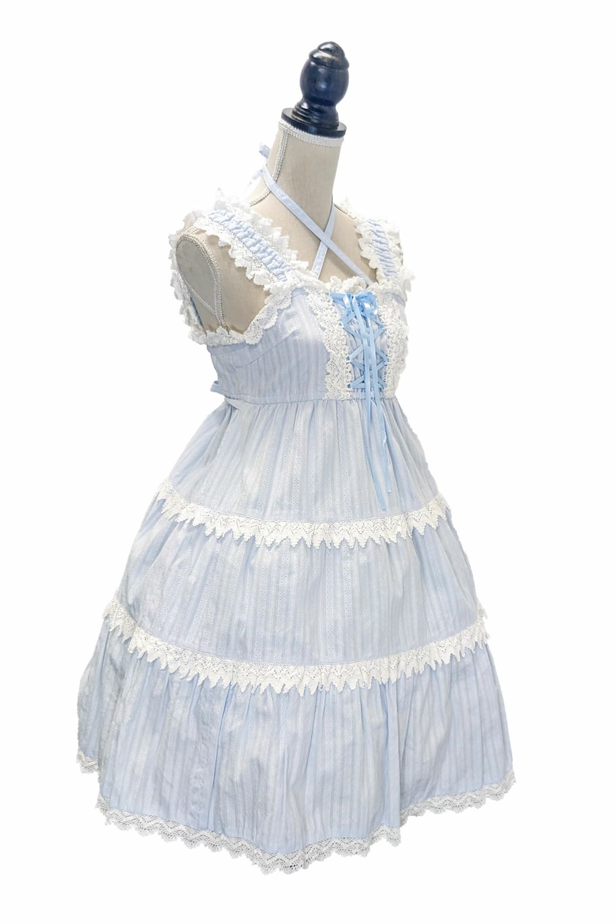 からみ3段ティアードジャンパースカートセット サックス｜東京ロリィタ