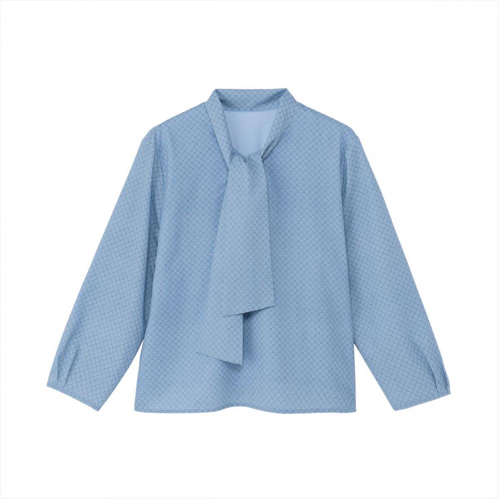 プリントボウタイブラウス 長袖 レディース(M ブルー): 東京シャツ公式