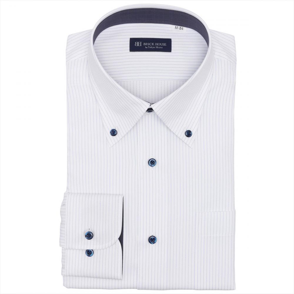 COFREX】 ボタンダウン 長袖 形態安定 ワイシャツ(S37-80 ブルー