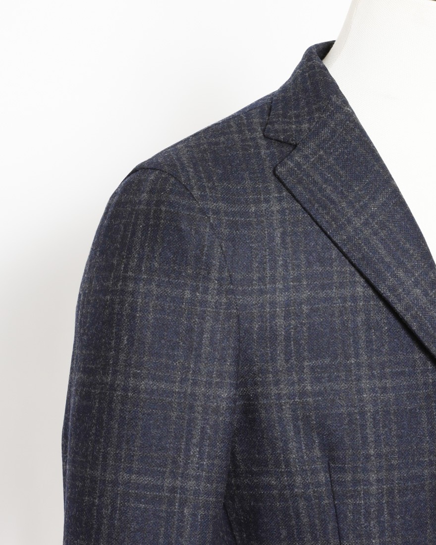 ネイビーチェックウール 3Bジャケット【DOVER/ドーヴァー】｜BOGLIOLI