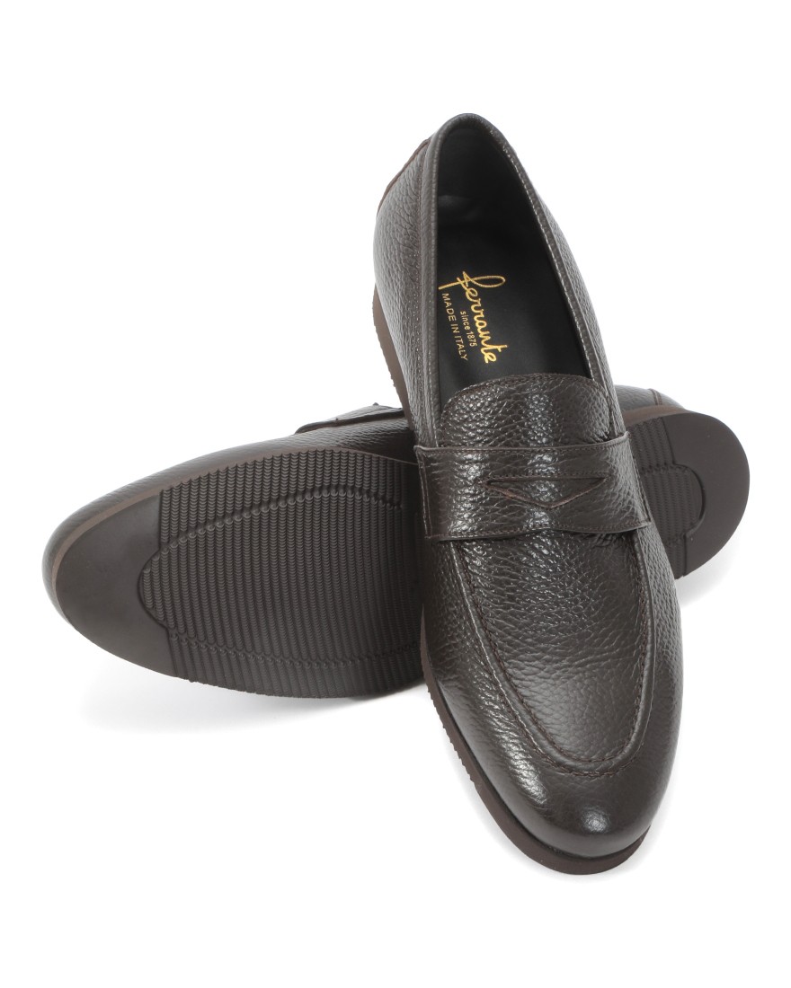 シボ革コインローファー【ISEO/ラバーソール】｜FERRANTE（フェランテ