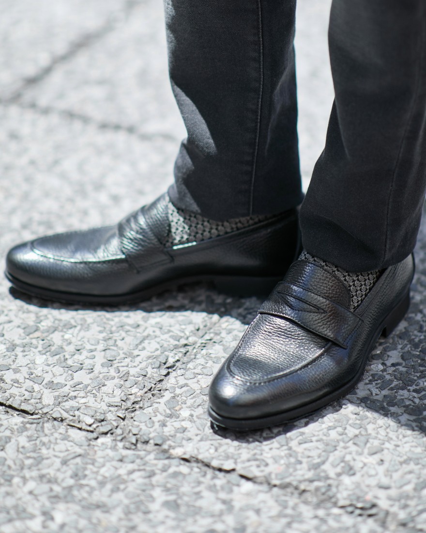 シボ革コインローファー【ISEO/ラバーソール】｜FERRANTE（フェランテ