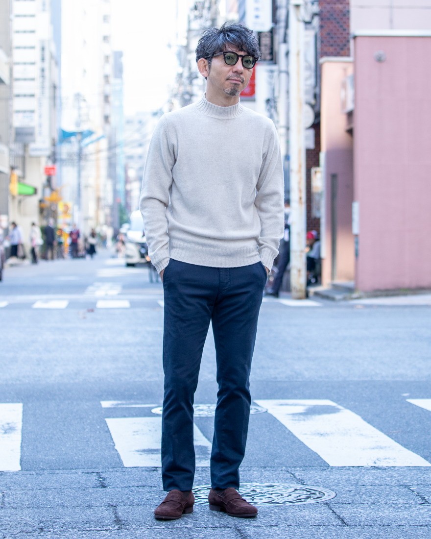 7Gカシミヤ混ウール モックネックニット｜FILIPPO DE LAURENTIIS