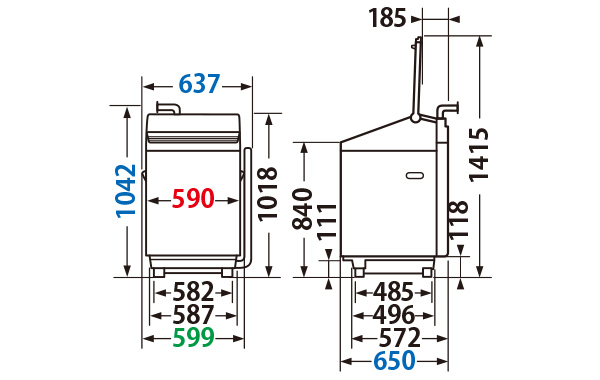 寸法・仕様 | AW-10VP2 | 洗濯機・洗濯乾燥機 | 東芝ライフスタイル