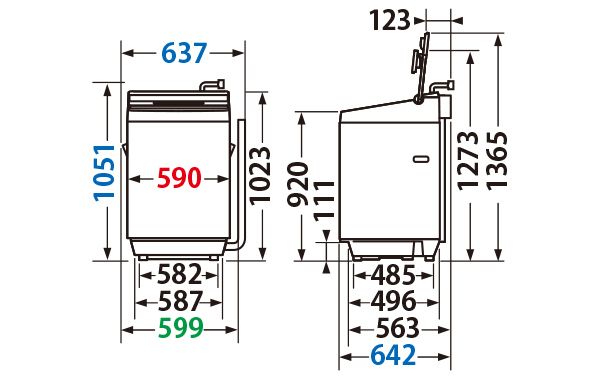 寸法・仕様 | AW-12DP2 | 洗濯機・洗濯乾燥機 | 東芝ライフスタイル