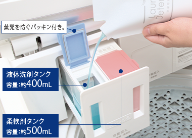 液体洗剤・柔軟剤 自動投入（AW-9DP3、AW-8DP3） | 商品特長 | 洗濯機
