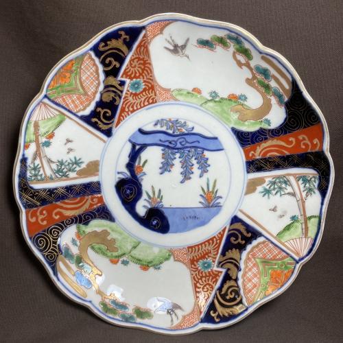 鶴に松図赤絵染付大皿 /330│埼玉県熊谷市のの骨董品専門店「雑貨と