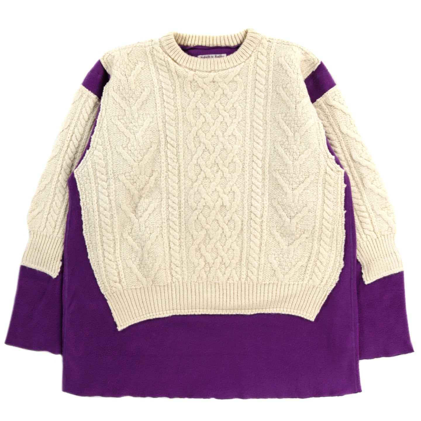 REBUILD BY NEEDLES FISHERMAN SWEATER NATURAL / PURPLE - L (A