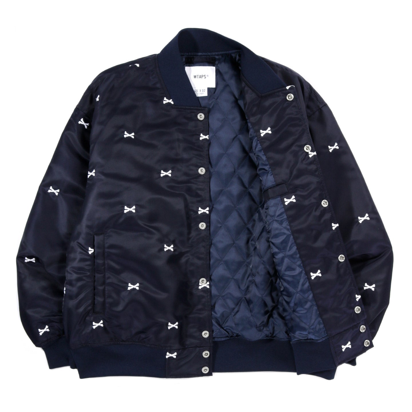 WTAPS TEAM JACKET NAVY NYLON EMB CROSSBONES | TODAY CLOTHING