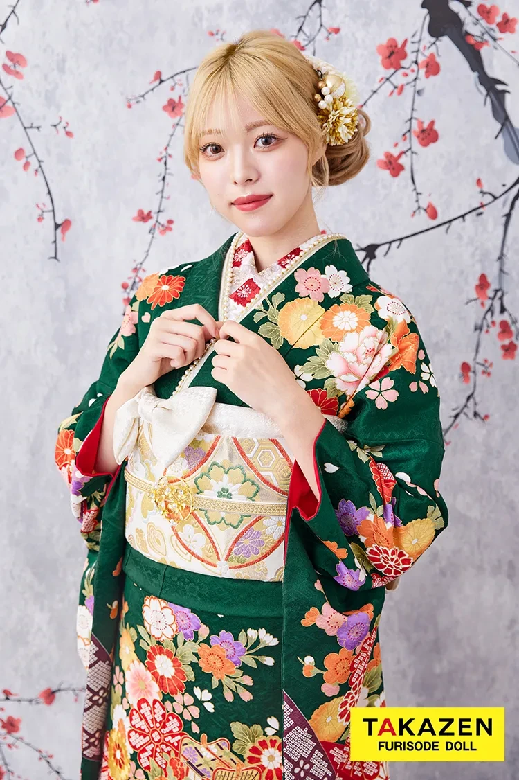 激安お得！正統派古典 緑色/赤/グリーン 辻が花/御所車 王道 お