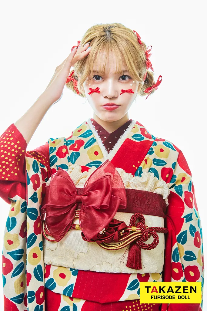 激安レトロポップ 赤 椿柄/総柄 派手可愛い 目立つ お洒落 今どき