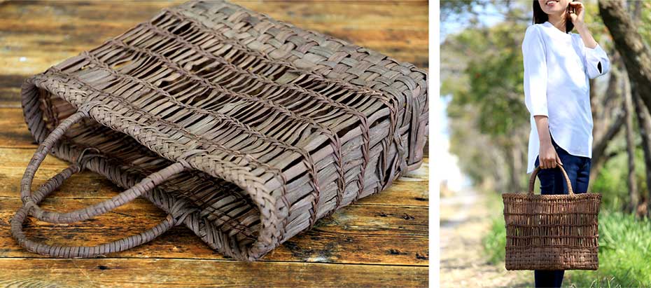 受注生産 お届けまで約1～2ヶ月】 【国産】山ぶどう棚編み手提げ籠