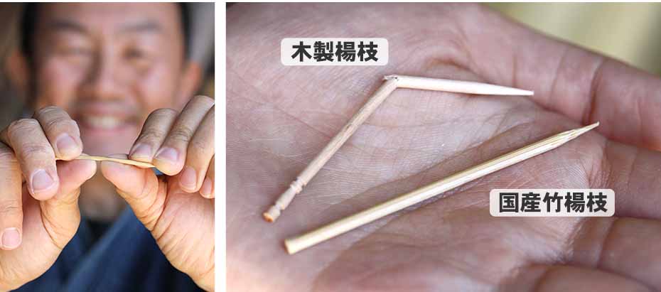 国産・無塗装】折れない竹楊枝（200本入）と竹製楊枝入れセット極限