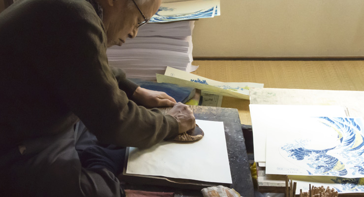 古版木摺り 渡辺美術館 喜多川歌麿筆浮世絵「蹴鞠之図」 | 木版印刷