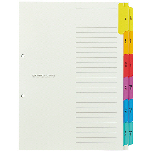 たのめーる】TANOSEE ラミネートタブダブルインデックス A4タテ 2穴 12